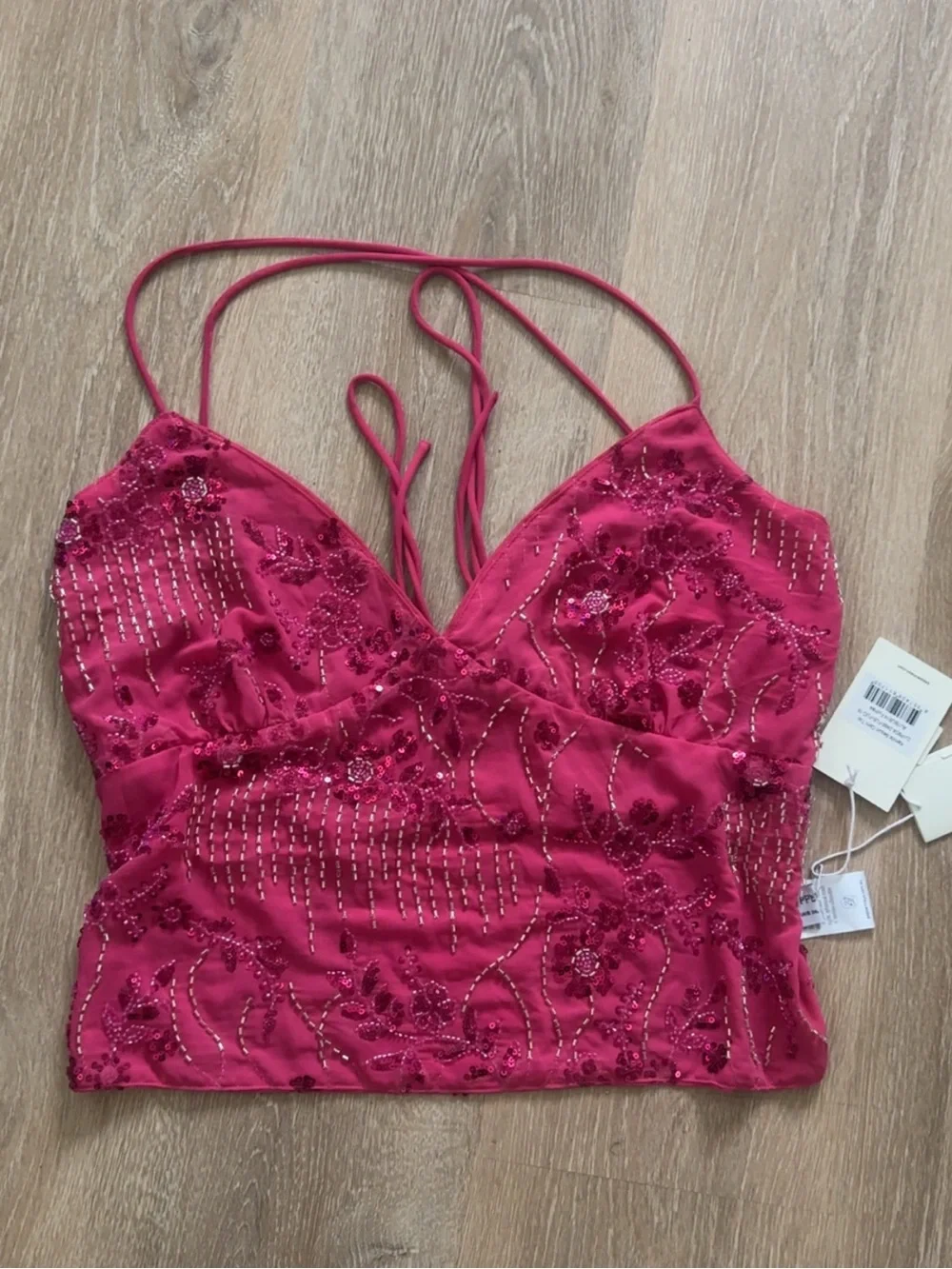 PEPPERMAYO strappy, sequin, embroidered, open back top! - Picture 1 of 3
